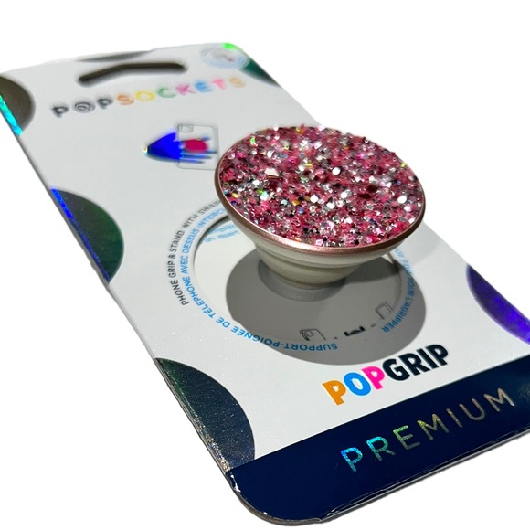 POPSOCKET Pink Crushed Glitter Sparkle Bling Premium PopGrip Phone Stand - Picture 12 of 12